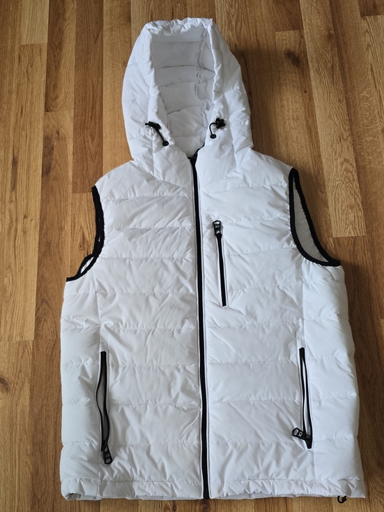 Calvin Klein Other - Calvin Klein White Hooded Quilted Puffer Vest with Black Trim